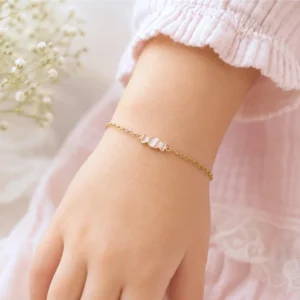 Bracelet enfant acier inoxydable bonbon émaillé rose pour fille