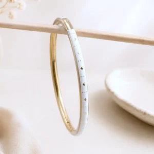 Bracelet jonc acier émaillé blanc doré femme fin