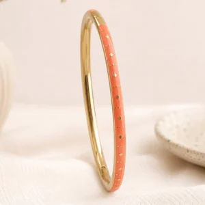 Bracelet jonc acier émaillé orange doré femme
