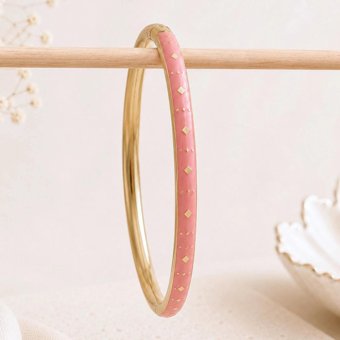 Bracelet jonc acier émaillé doré femme – Collection de bracelets fins colorés – Image 4