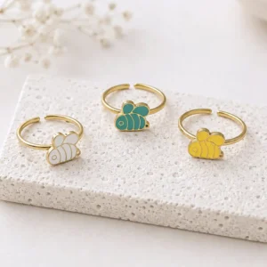 Bague enfant en acier inoxydable motif abeille