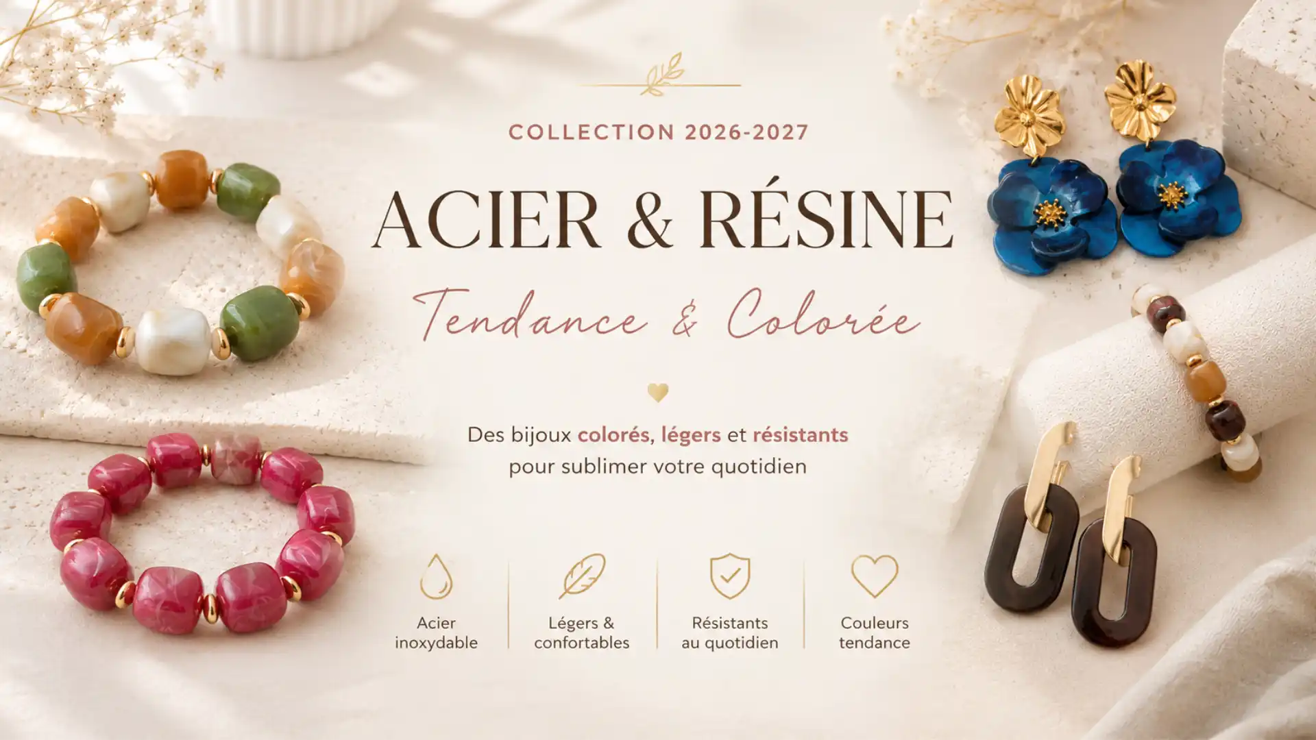 Bijoux en acier et résine : les tendances colorées 2026-2027