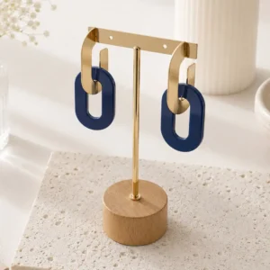 Boucles d’oreilles pendantes bleues en résine et acier inoxydable