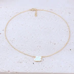 Collier enfant acier abeille émaillée blanche