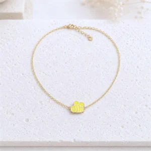 Collier enfant acier abeille émaillée jaune