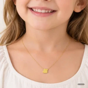 Collier enfant acier doré avec abeille jaune