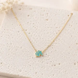 Collier enfant licorne en acier inoxydable doré bleu
