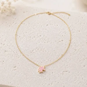 Collier enfant licorne en acier inoxydable doré rose