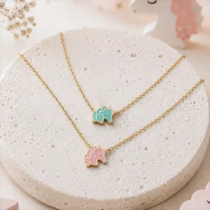Colliers enfant licorne en acier inoxydable bleu et rose