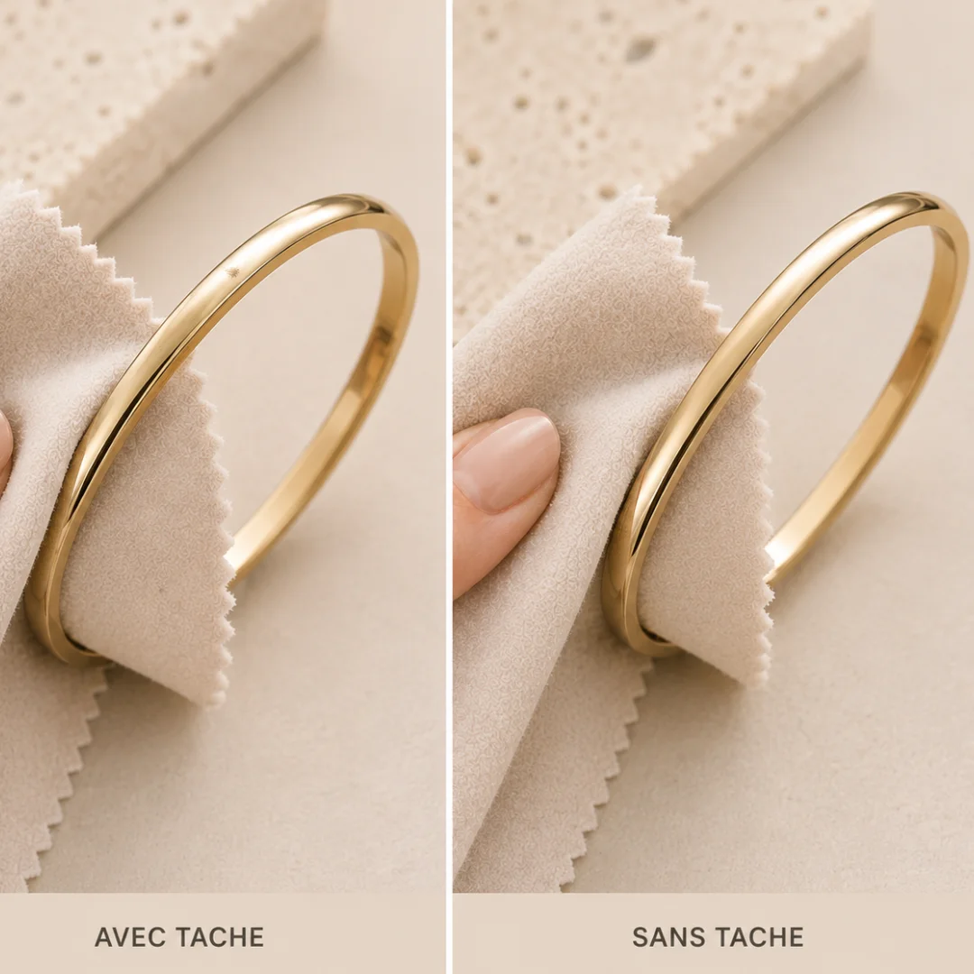 Que faire si une tâche apparait sur mon bracelet acier