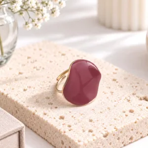 Bague acier émaillée bordeaux ajustable