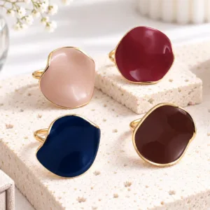 Bague acier émaillée ajustable en quatre coloris